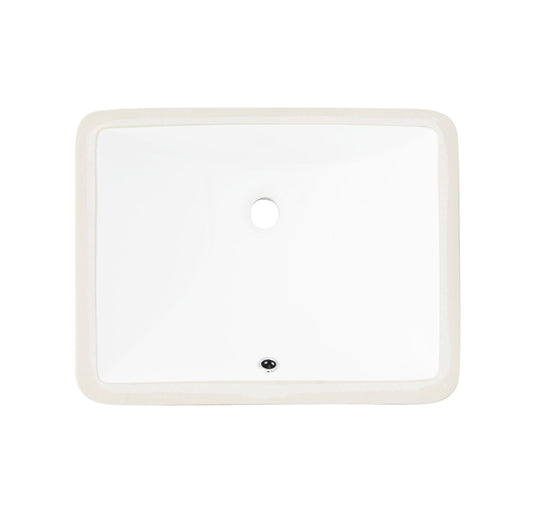 Porcelain Rectangular 18 inch Undermount Bathroom Sink with Overflow