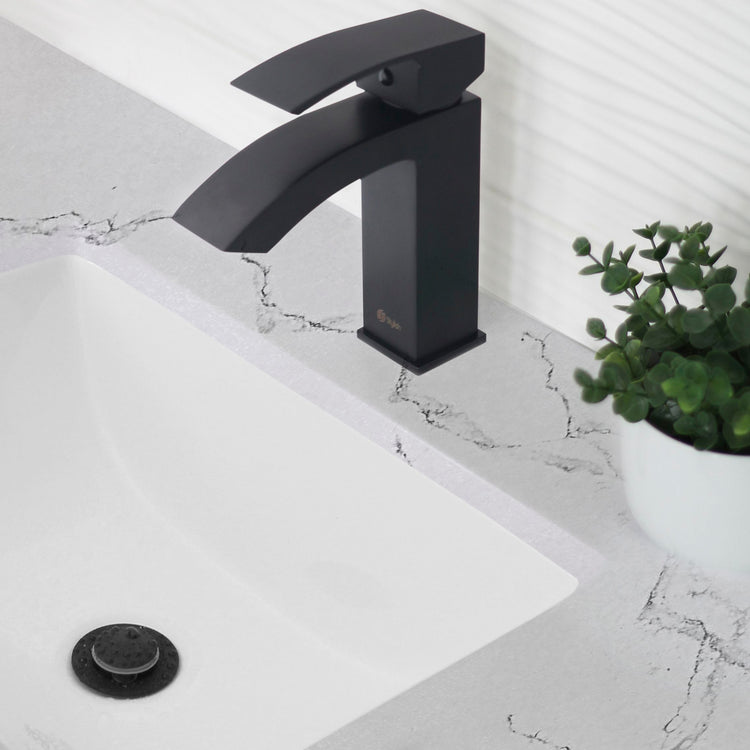 Porcelain Rectangular 20 3/4-inch Undermount Bathroom Sink with Matte Black Overflow