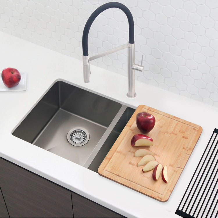 32 L x 18 W-inch Undermount Double Bowl 16G Stainless Steel Kitchen Sink with Strainers Pearl Silver