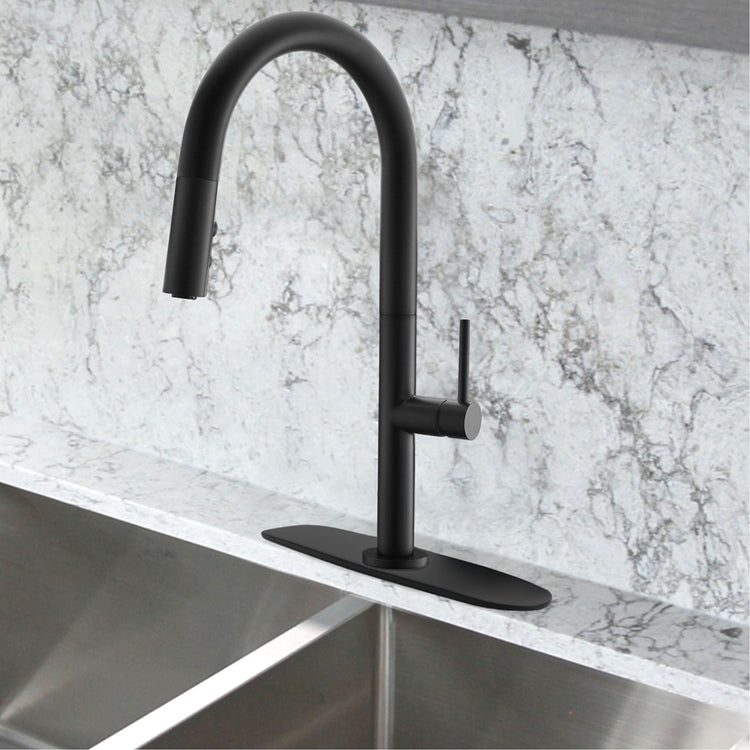 Stylish - Single Hole 9.75-inch Kitchen Faucet Plate in Matte Black