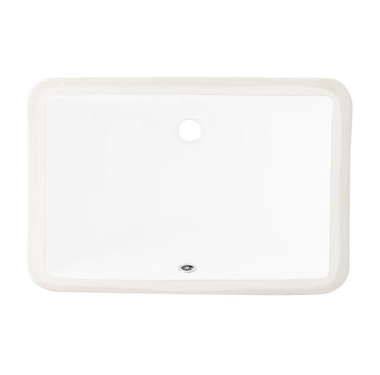 Porcelain Rectangular 21 inch Undermount Bathroom Sink with Overflow