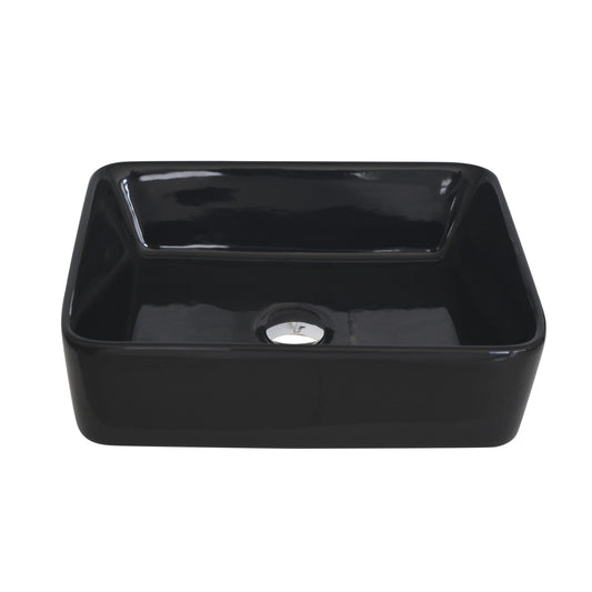 Porcelain Rectangular 18 3/4-inches TopMounted Vessel Bathroom Sink Black