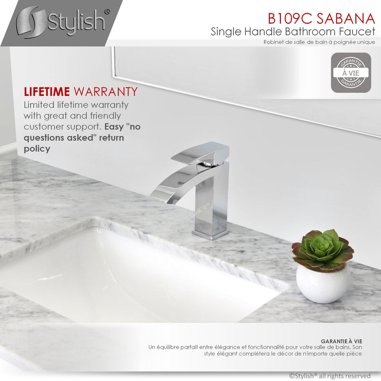 Modern Single Handle Polished Chrome Bathroom Faucet