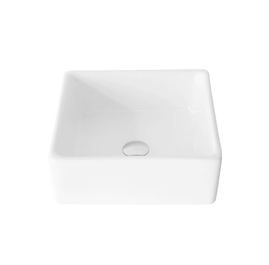 Porcelain Square 15 inch TopMounted Vessel Bathroom Sink