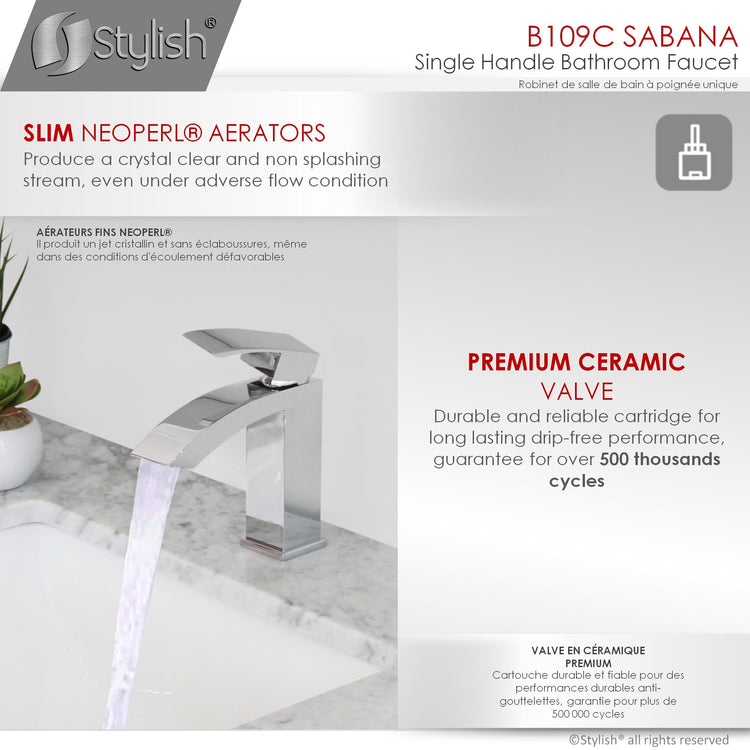 Modern Single Handle Polished Chrome Bathroom Faucet