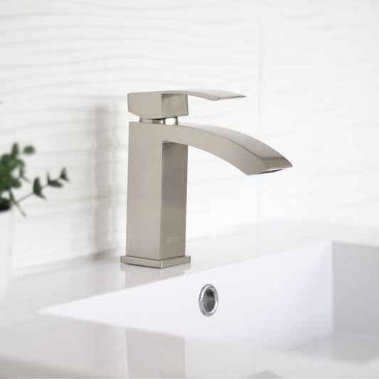 Modern Single Handle Brushed Nickel Bathroom Faucet