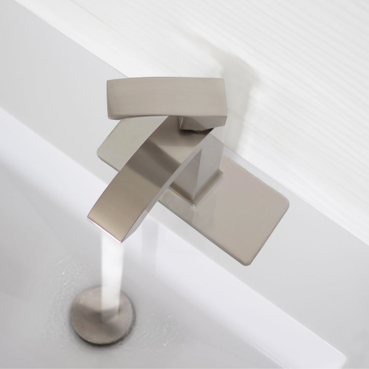 Single Hole Bathroom Faucet Plate in Brushed Nickel