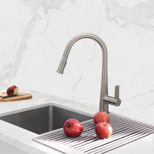 Stylish - Modern Single Handle Pull Down  Kitchen Faucet in Brushed Nickel