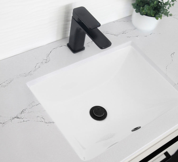 Porcelain Rectangular 20 3/4-inch Undermount Bathroom Sink with Matte Black Overflow