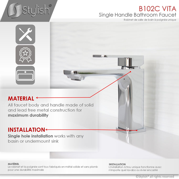 Single Handle Bathroom Faucet Polished Chrome