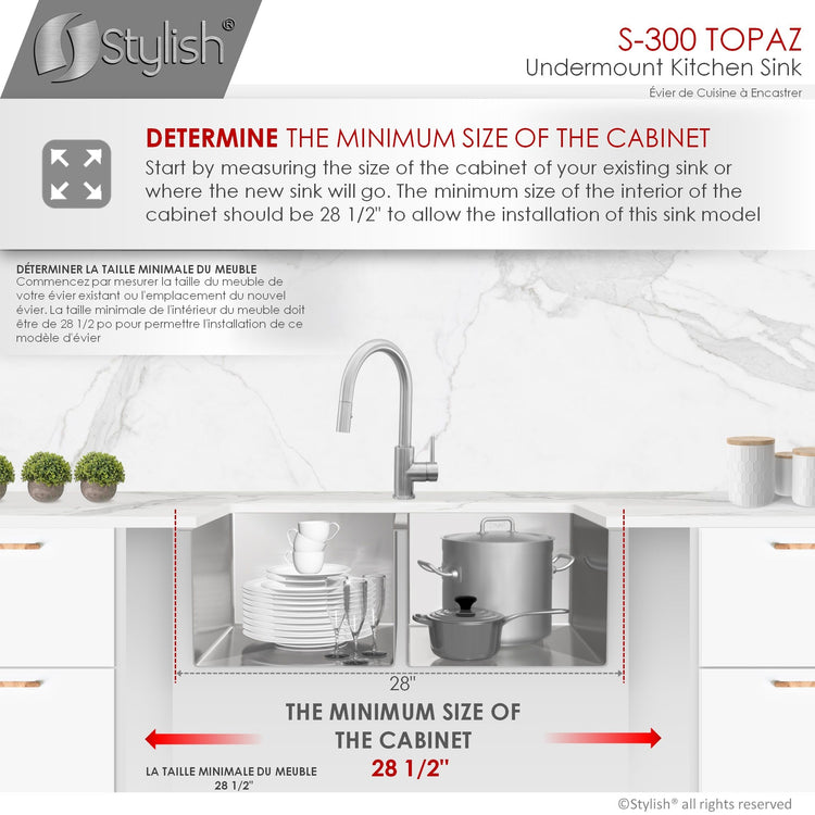 28 x 18 inches Undermount Double Bowl Kitchen Sink with Grids and Strainers