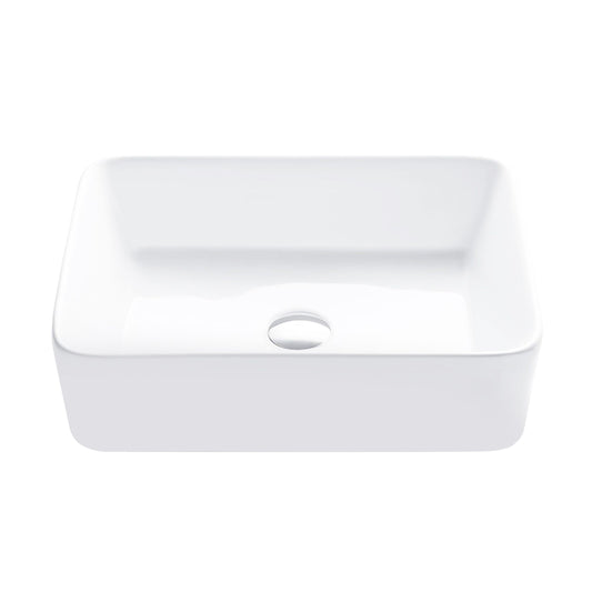 Porcelain Rectangular 18 3/4-inches TopMounted Vessel Bathroom Sink White