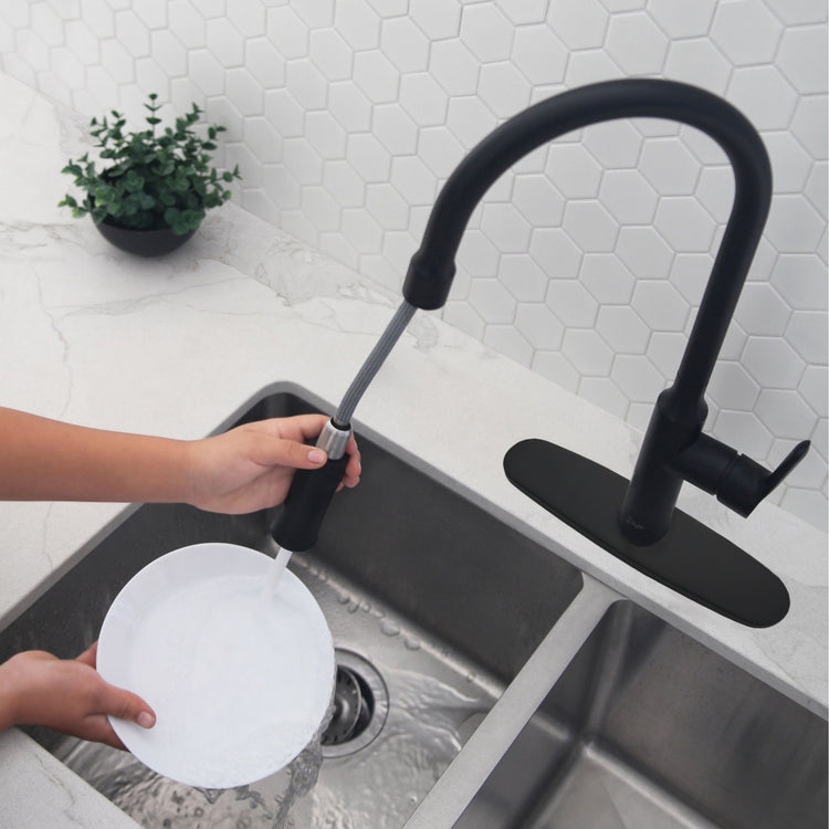 Stylish - Single Hole 9.75-inch Kitchen Faucet Plate in Matte Black