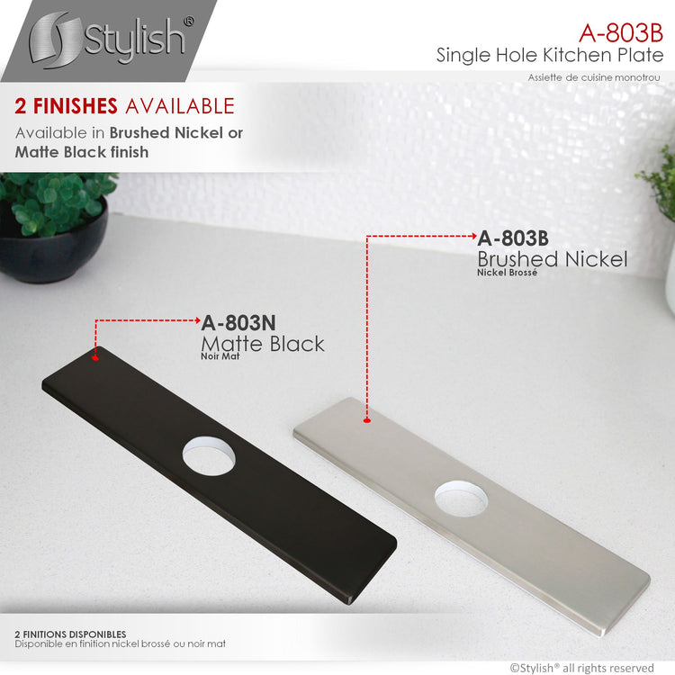 Stylish - Single Hole Kitchen Faucet Plate in Brushed Nickel