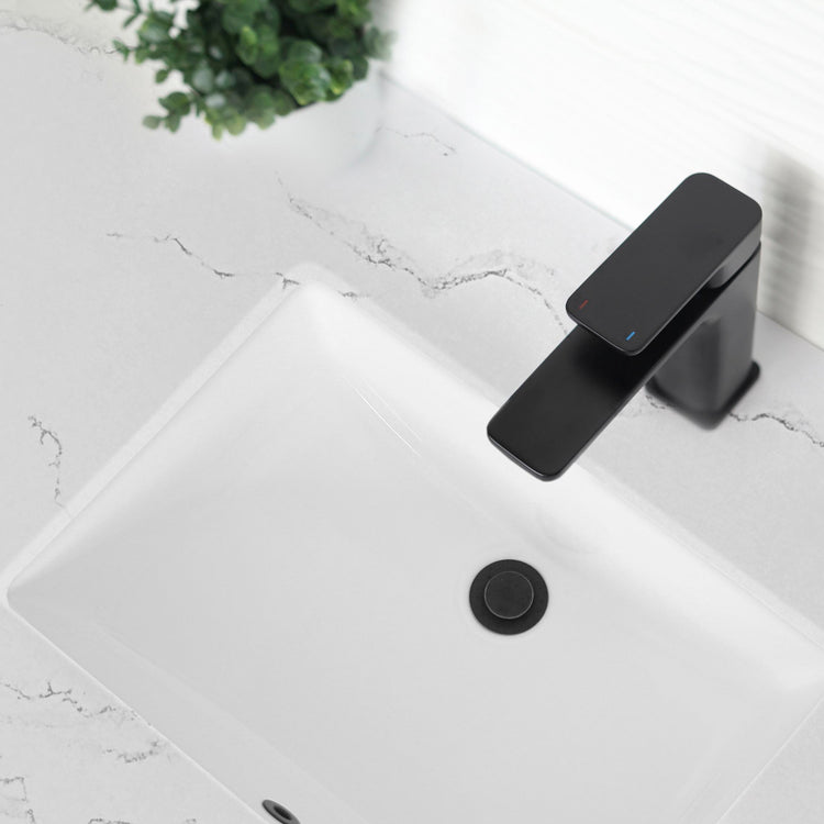 Porcelain Rectangular 21 inch Undermount Bathroom Sink with Matte Black Overflow