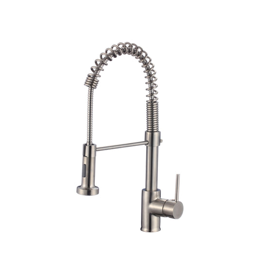 Stylish - Single Handle Pull Out Stainless Steel Kitchen Faucet Brushed Nickel