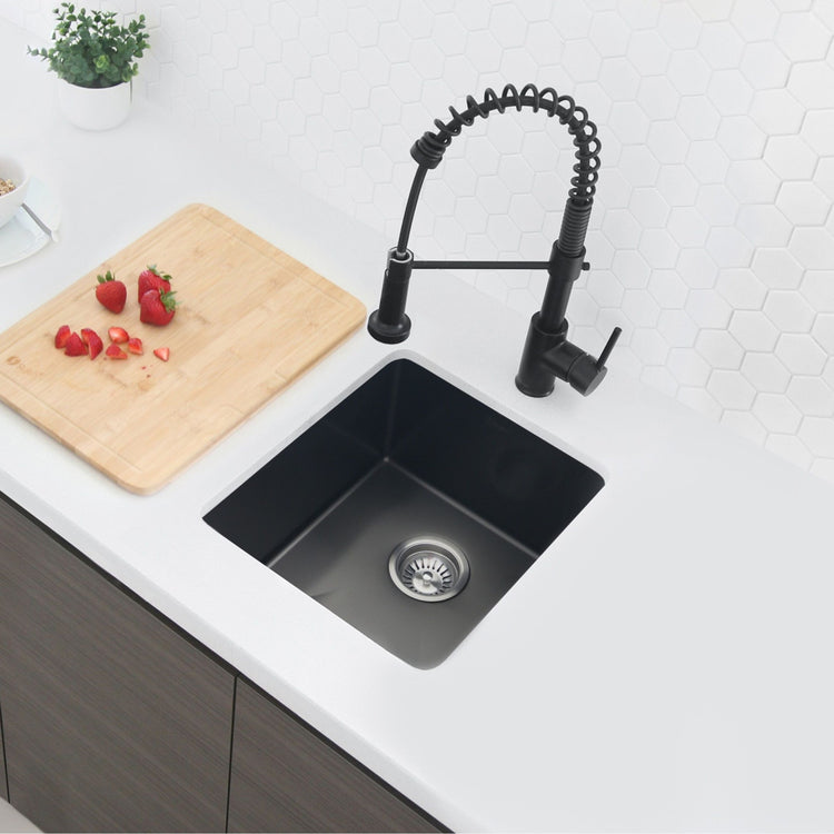 Stylish - Single-Handle Pull-Down Sprayer Kitchen Faucet with Spring Design in Matte Black